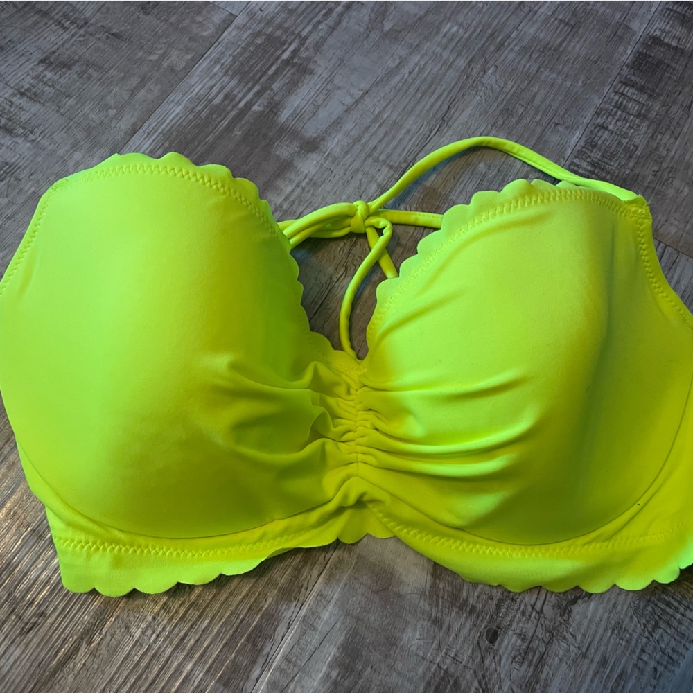 Victoria's Secret Neon Yellow Scalloped Bikini Top
